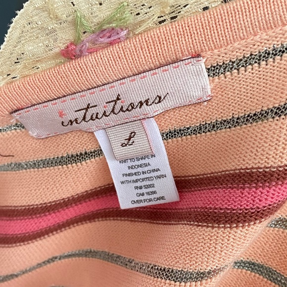 NWT INTUITIONS Stripe sweater size large 1️⃣ - Picture 7 of 9